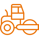Icône orange d'un rouleau compresseur